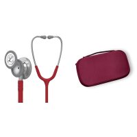 Pachet student - Stetoscop Littmann Classic III Rosu Burgundia 5627 + Borseta burgund perlat