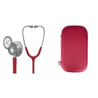 Pachet student - Stetoscop Littmann Classic III Rosu Burgundia 5627 + Borseta rosu perlat