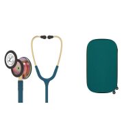 Pachet student - Stetoscop 3M Classic III Albastru Caraibe capsula curcubeu 5807 + Borseta Verde turcoaz