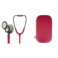 Pachet student - Stetoscop Littmann Classic III Burgundy cu capsula sampanie 5864 + Borseta rosu perlat
