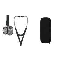 Pachet cardio - Stetoscop Littmann Cardiology IV Negru 6152 + Borseta stetoscop Cardio Neagra