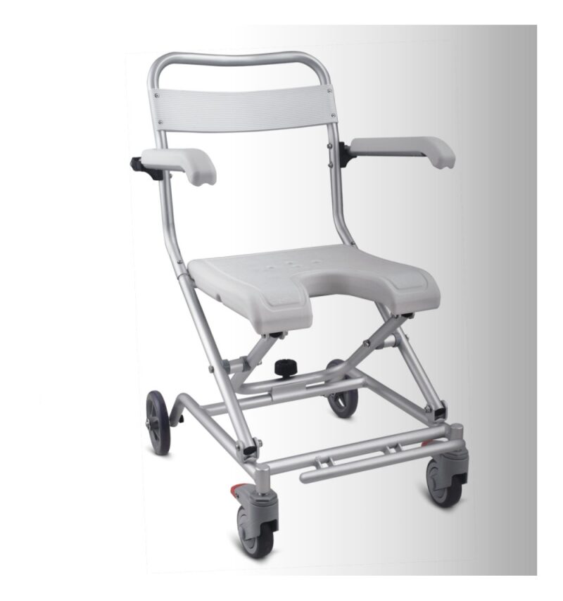 Scaun pentru baie pliabil, cu roti, sezut in forma de U - FS7962L