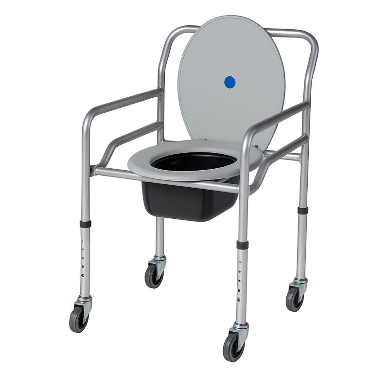 Scaun de toaleta cu roti, pliabil, metal HC401