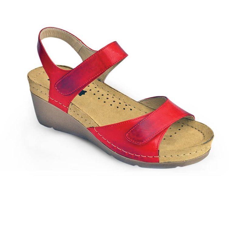 Sandale Leon 1041, din piele, de vara, rosu