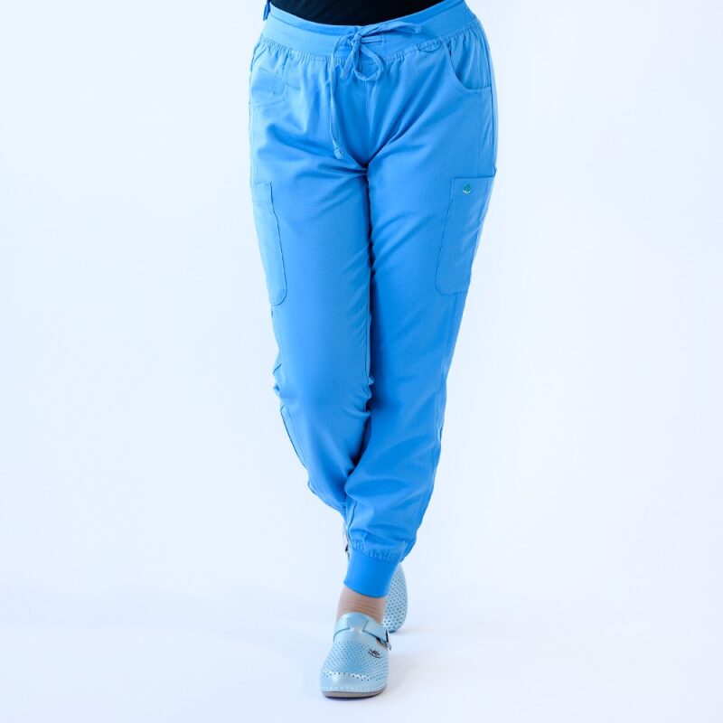 Pantaloni medicali Lotus Flex, stretch, cu snur, albastru deschis, TRS-SP4-V3