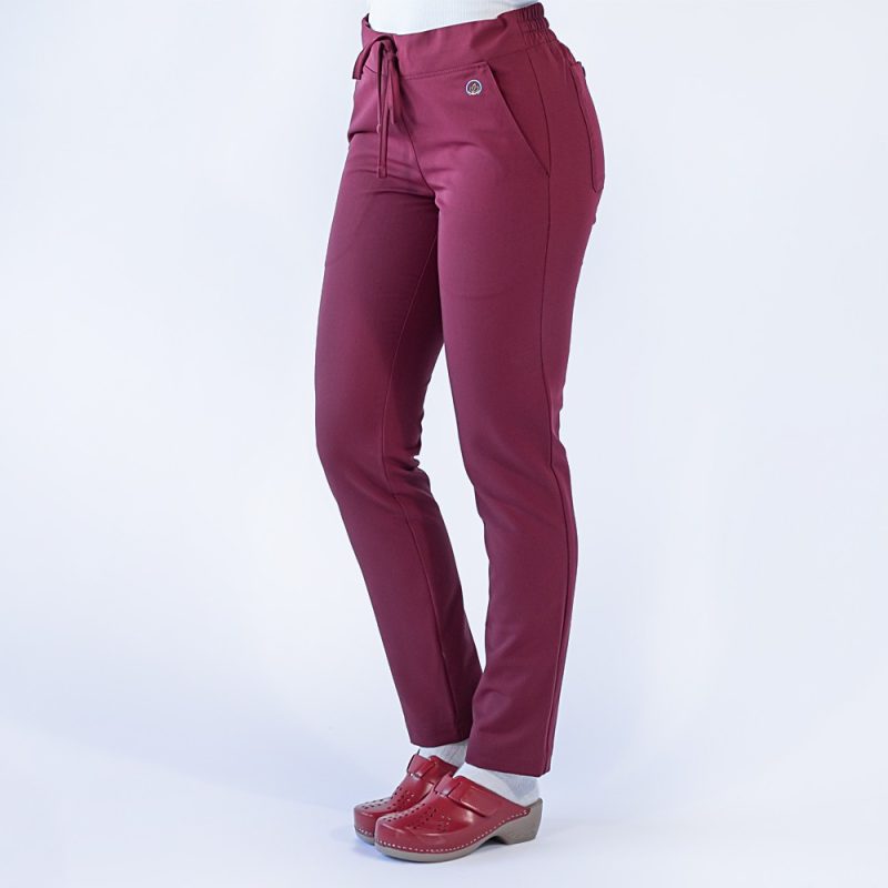 Pantaloni medicali Lotus Flex, stretch, cu snur, visiniu, TRS-SP9