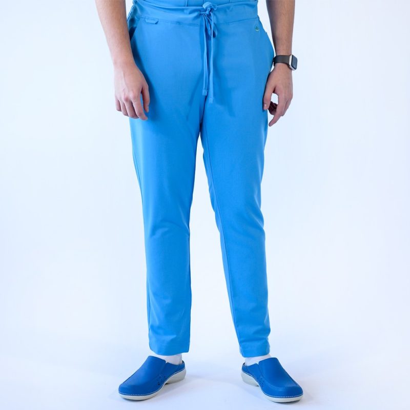 Pantaloni medicali Lotus Flex, stretch, cu snur, albastru deschis, TRS-SP9