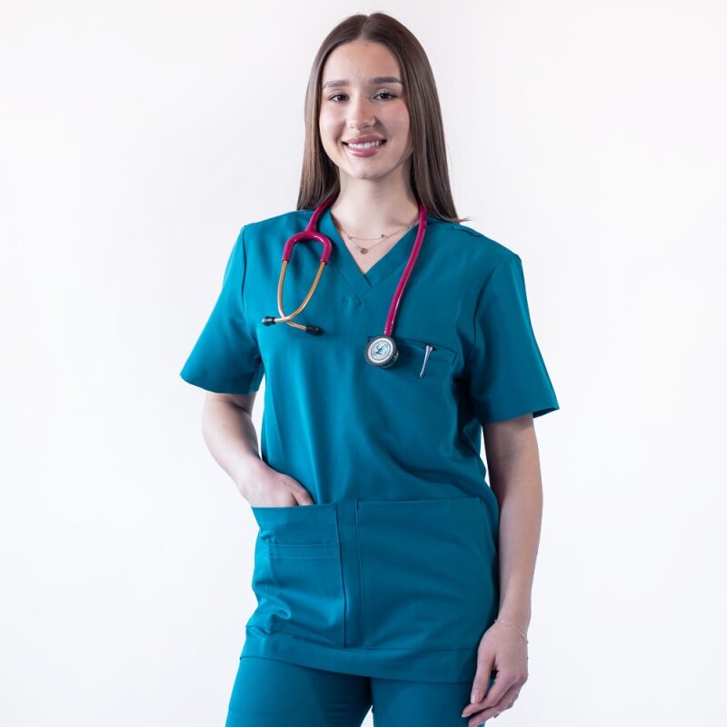 Bluza medicala Lotus Flex, stretch, turcoaz inchis, TRS-NP16