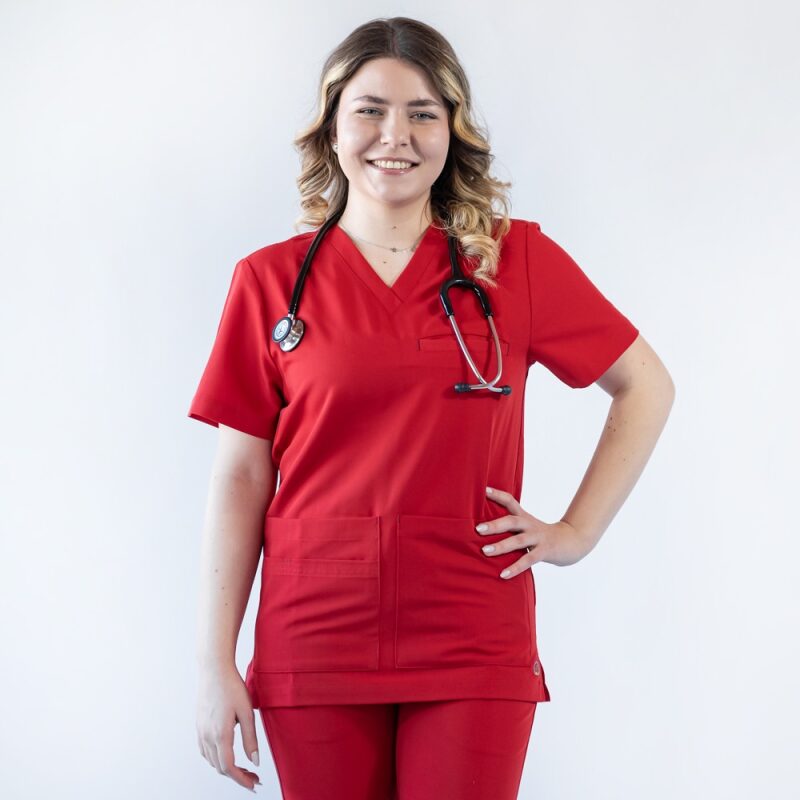 Bluza medicala Lotus Flex, stretch, rosu, TRS-NP16