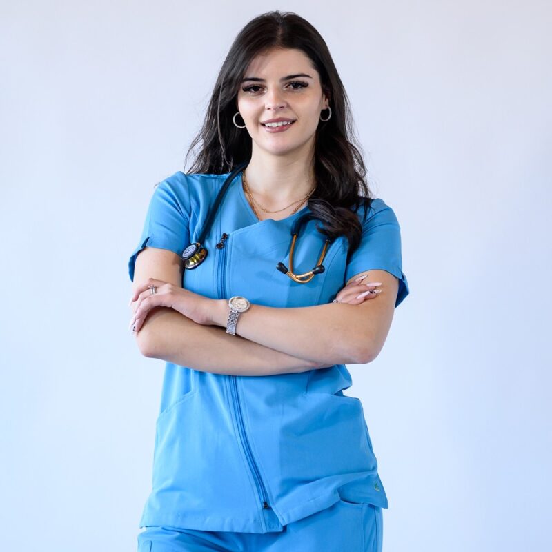 Bluza medicala Lotus Flex, stretch, albastru deschis, TRS-JK1