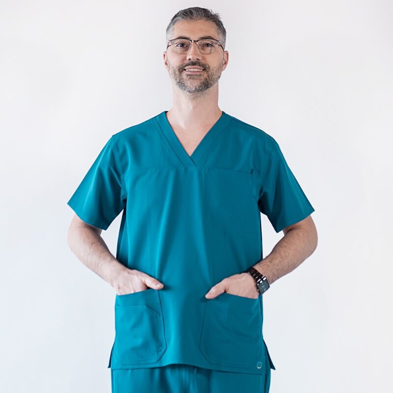 Bluza medicala Lotus Flex, stretch, turcoaz inchis, TRS-KH1