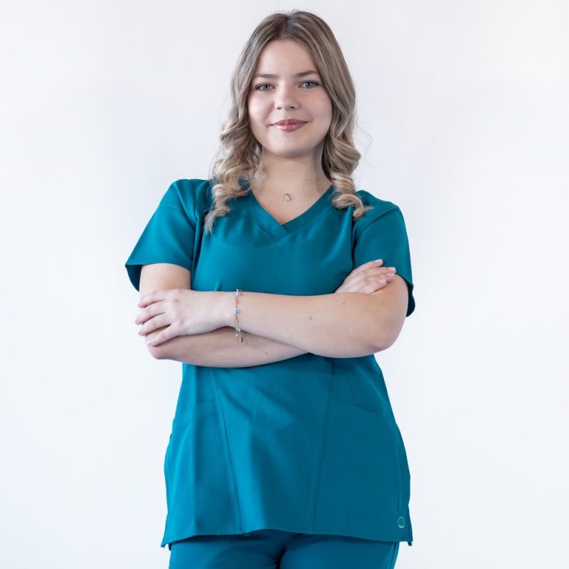 Bluza medicala Lotus Flex, stretch, turcoaz inchis, TRS-NP24