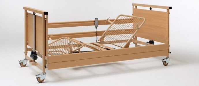 Pat spital electric lemn Allura 120 cm latime ...