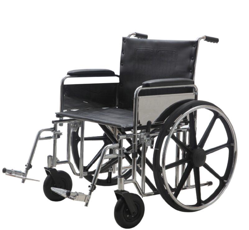 Carucior handicap STEELMAN XL otel cromat pentru persoane supraponderale Ortomobil 04010B  51 cm