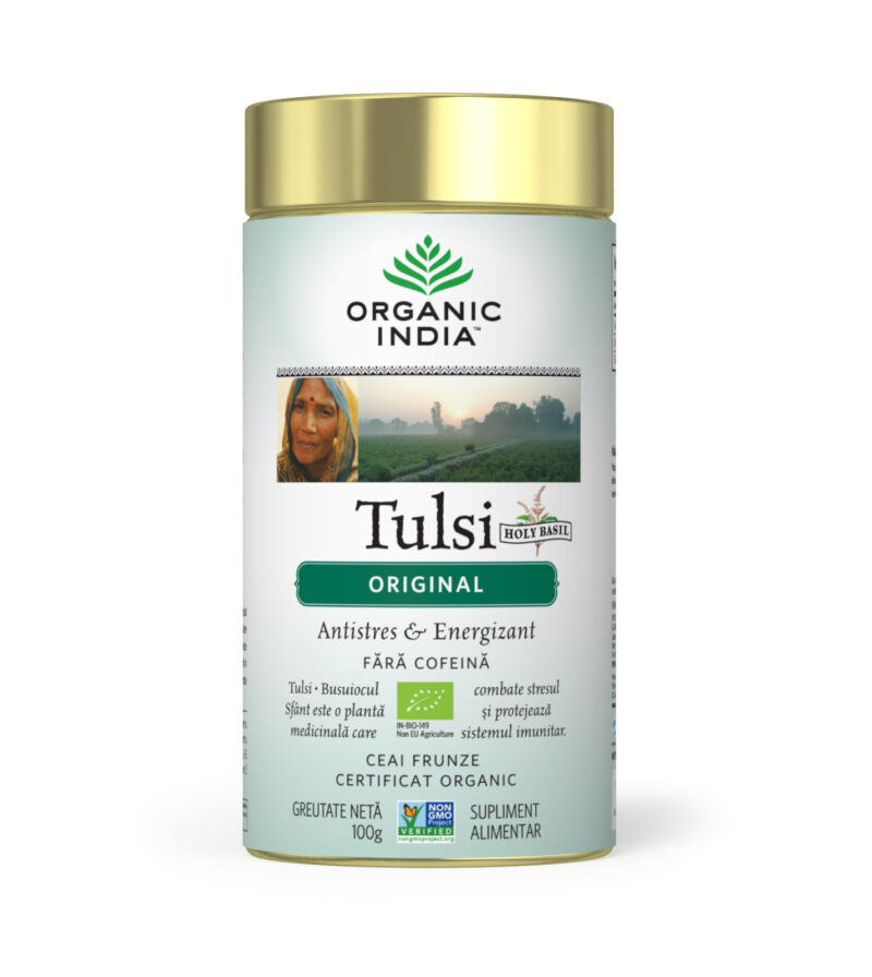 Ceai Tulsi (Busuioc Sfant) Original | Antistres Natural &amp; Energizant, cutie 100g