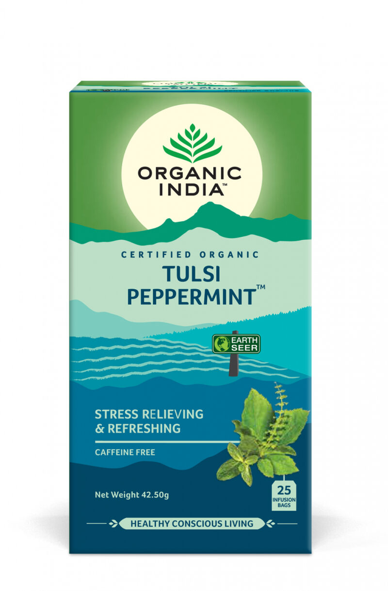 Ceai Tulsi Mentă, Amestec Adaptogen Reîmprospătant, 25 plicuri