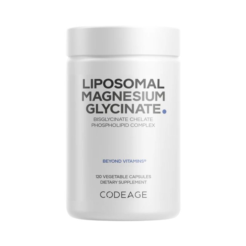 Codeage Liposomal Magnesium Glycinate, Magneziu Bisglicinat Lipozomal cu BioPerine® - Formula Avansata pentru Absorbtie Superioara, 120 cps