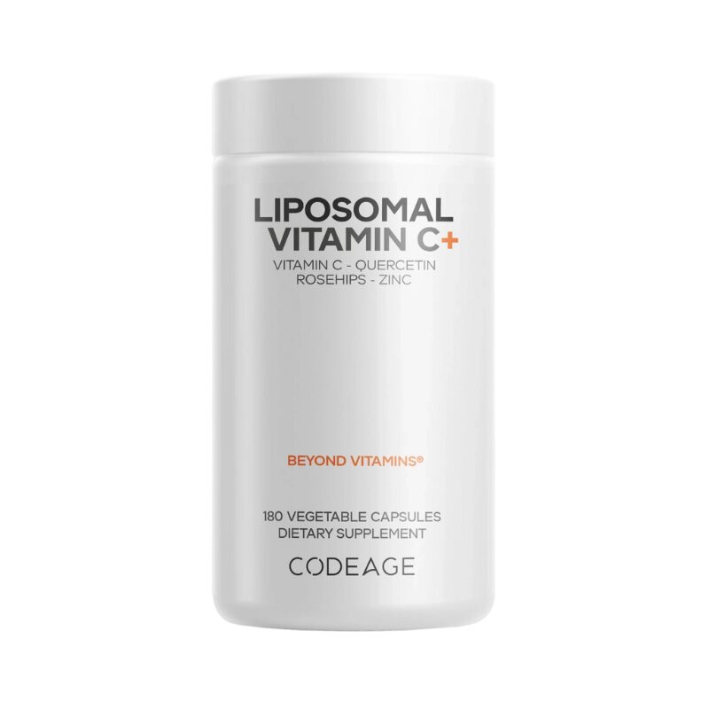 Codeage Liposomal Vitamin C, Vitamina C Liposomala - Formula Avansata Pentru Absorbtie Superioara, 180 Cps