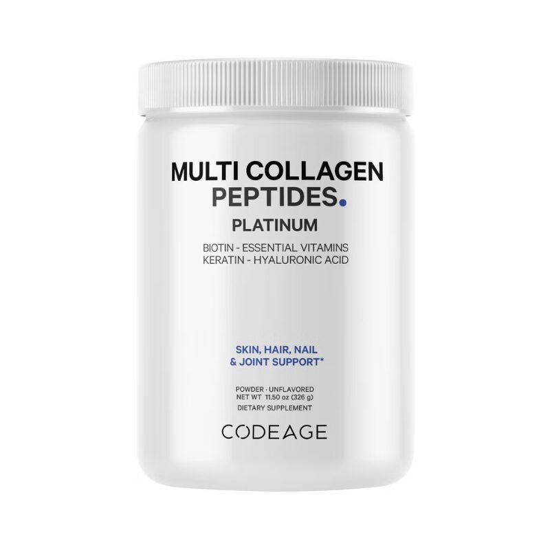 Codeage Platinum Multi Collagen Peptides, Peptide De Colagen Cu Biotina, Keratina Si Acid Hialuronic, 323 G