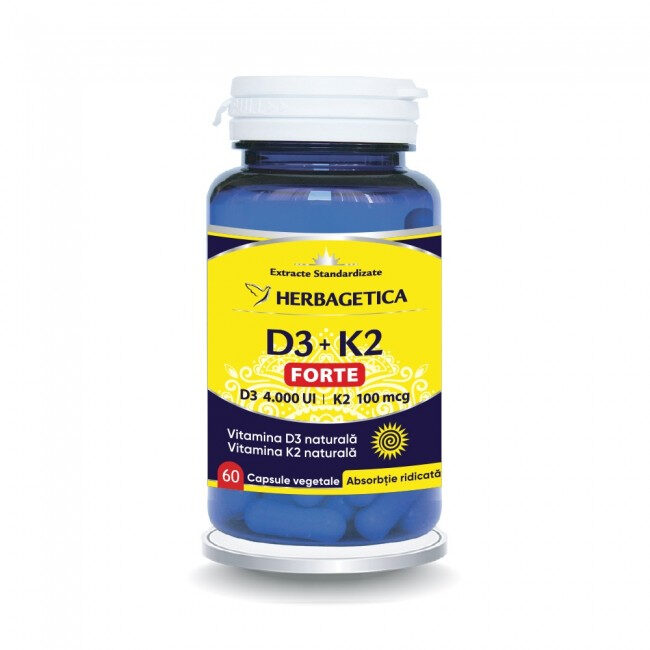 D3+K2 Forte (pentru oase puternice și imunitate) * 60 cps
