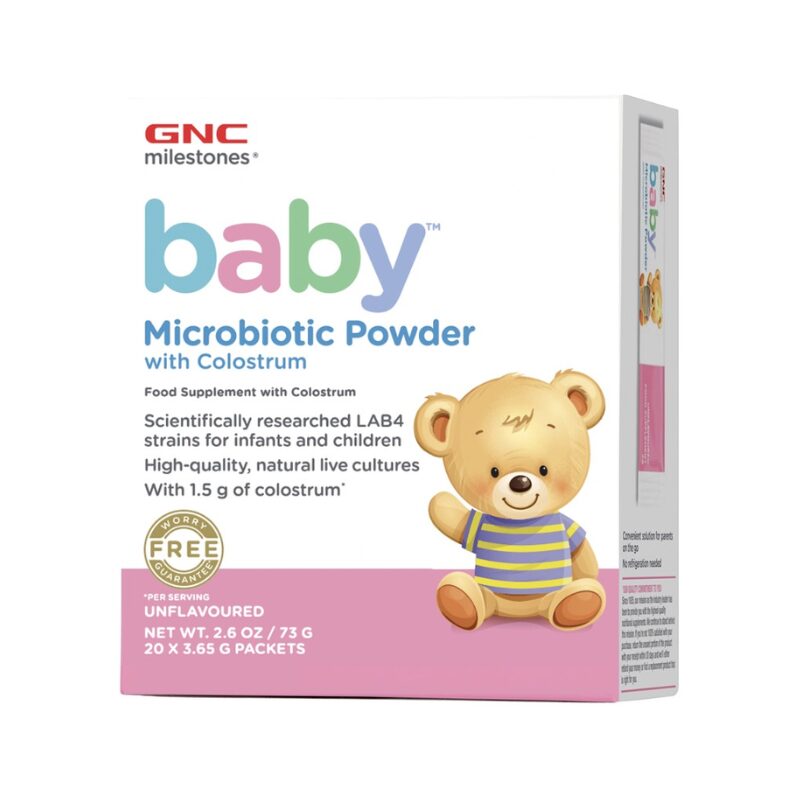 Gnc Milestones Baby Microbiotic Pudra Lab4b Studiat Clinic Cu Colostru, Fara Aroma, 20 Pliculete