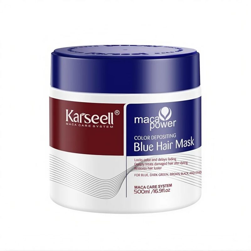 Karseell Masca Nuantatoare Albastra 500 ml - Fixeaza Culoarea si Reda Stralucirea, Hidratare Intensa pentru Parul Vopsit