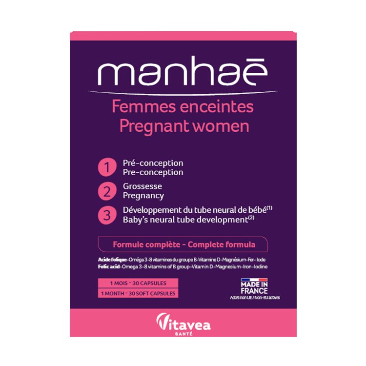 Manhaé Femmes Enceintes, Pentru Femei Însărcinate, 30 capsule moi - pentru 1 lună