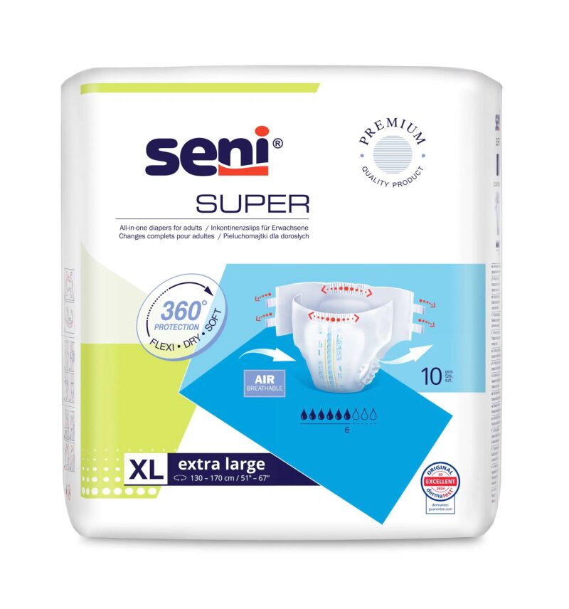 Super Seni Extra Large (XL) - Scutece cu Sistem Închis pentru Adulți (10 bucăți)