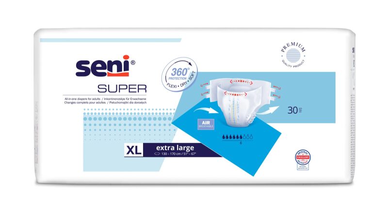 Super Seni Extra Large (XL) - Scutece cu Sistem Închis pentru Adulți (30 bucăți)