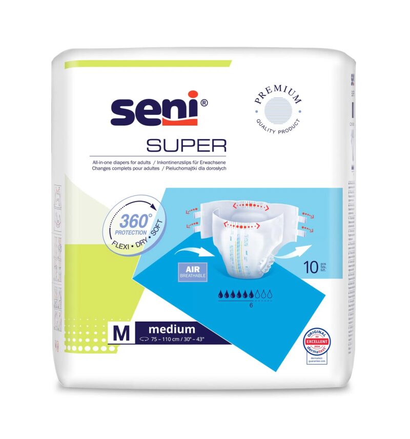 Super Seni Medium (M) - Scutece cu Sistem Închis pentru Adulți (10 bucăți)