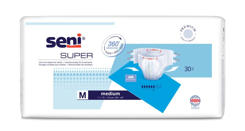 Super Seni Medium (M) - Scutece cu Sistem Închis pentru Adulți (30 bucăți)