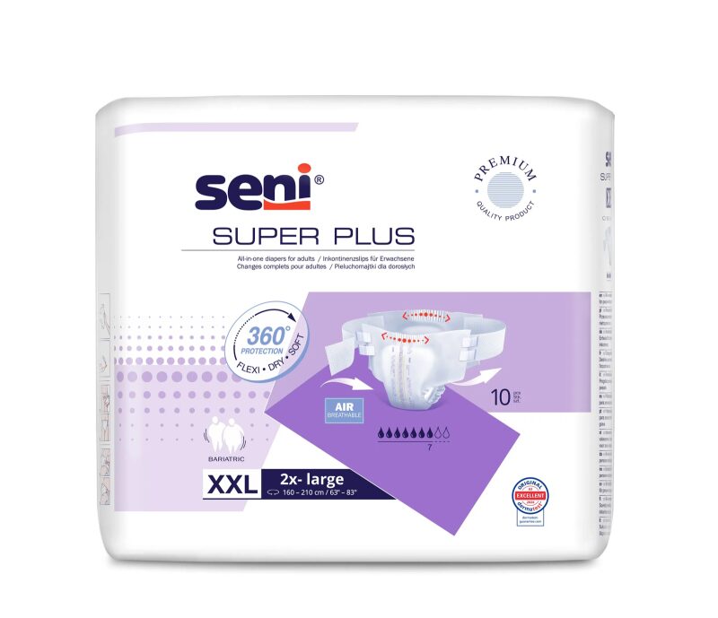 Super Seni Plus Extra Extra Large (XXL) - Scutece cu Sistem Închis pentru Adulți (10 bucăți)