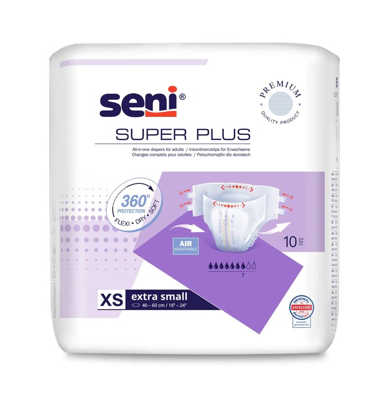 Super Seni Plus Extra Small (XS) - Scutece cu Sistem Închis pentru Adulți (10 bucăți)
