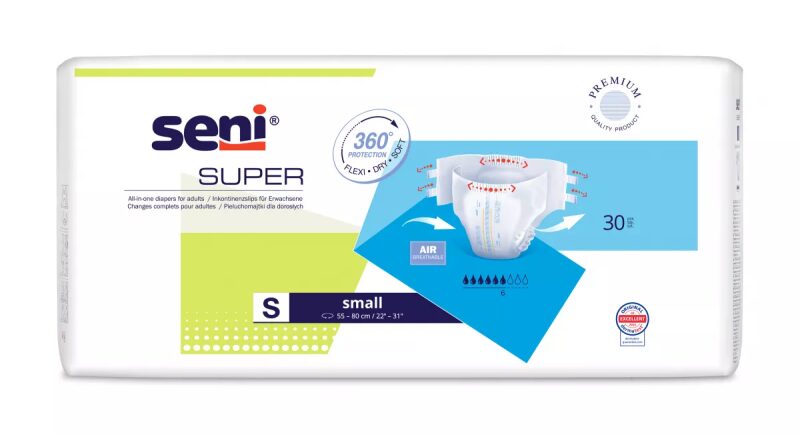 Super Seni Small (S) - Scutece cu Sistem Închis pentru Adulți (30 bucăți)