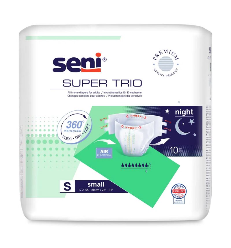 Super Seni Trio Small (S) - Scutece cu Sistem Închis pentru Adulți (10 bucăți)