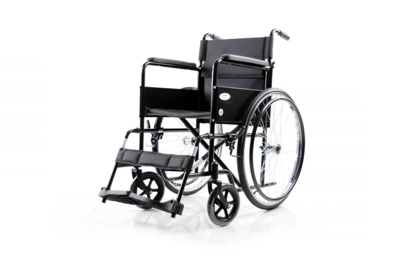 Carucior handicap STEELMAN EKO cu roti pline, pliabil Ortomobil 04019