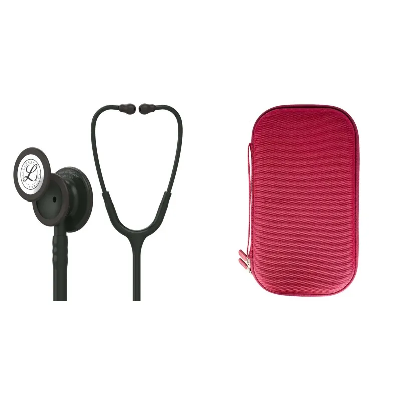 Pachet student - Stetoscop Littmann Classic III Negru capsula neagra 5803 + Borseta rosu perlat