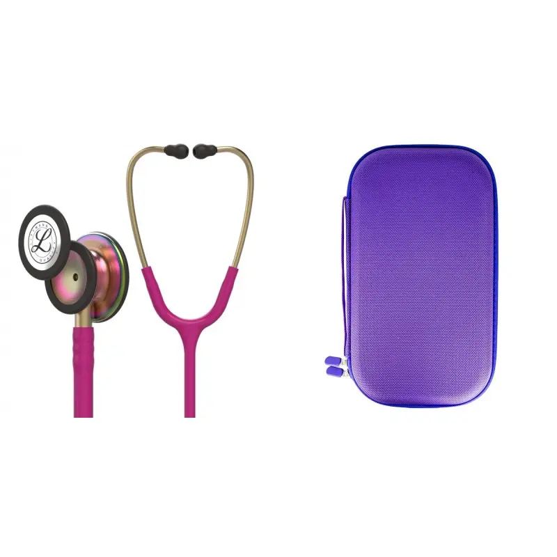 Pachet student - Stetoscop Littmann Classic III Roz Inchis capsula curcubeu 5806 + Borseta mov perlat