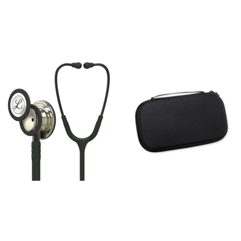 Pachet student - Stetoscop Littmann Classic III Negru cu capsula sampanie 5861 + Borseta negru perlat