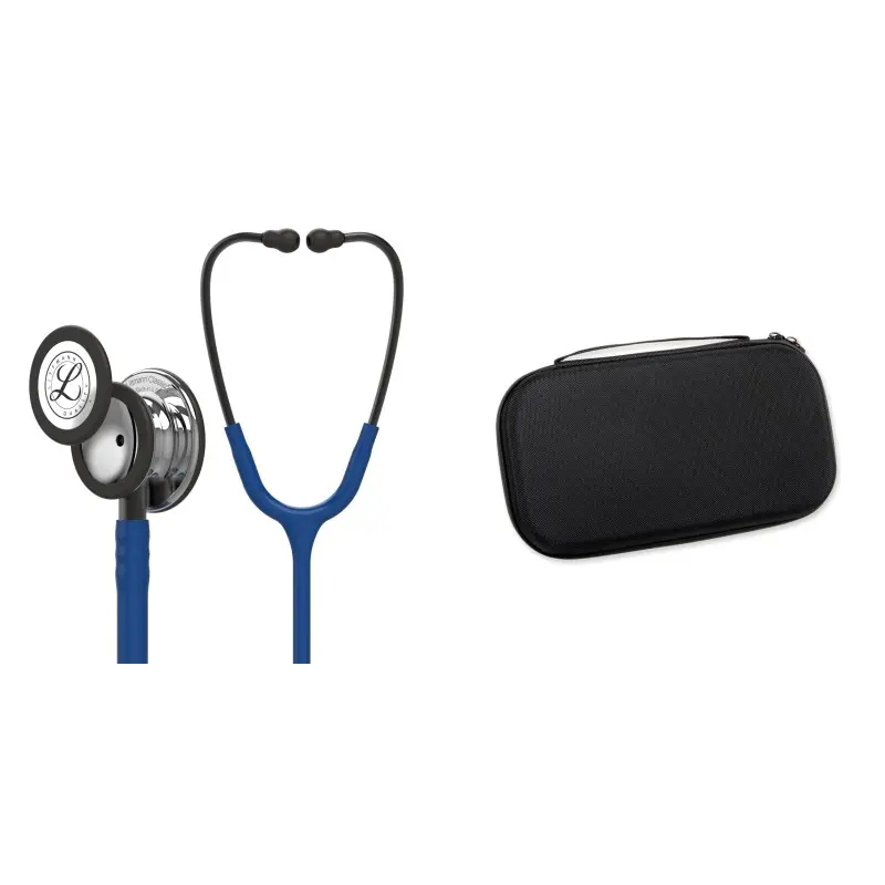 Pachet student - Stetoscop Littmann Classic III Bleumarin capsula oglinda 5863+ Borseta negru perlat