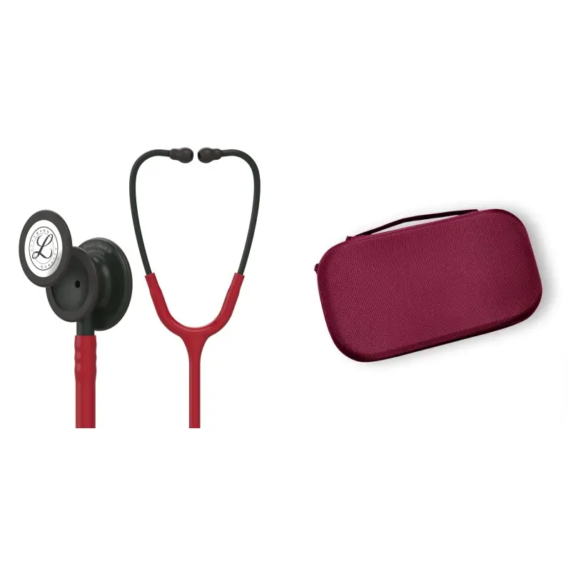 Studentenpaket - Littmann Classic III Stethoskop Burgunderrot mit schwarzer Membran 5868 + Burgunder Tasche
