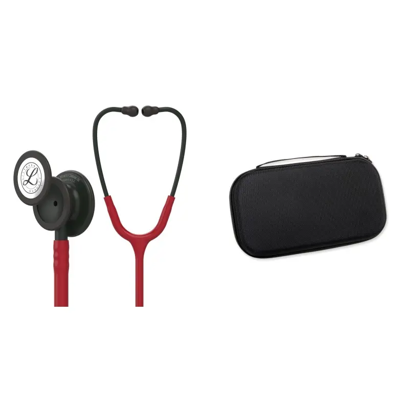 Studentenpaket - Littmann Classic III Stethoskop Burgunderrot mit schwarzer Membran 5868 + Perlschwarz Tasche