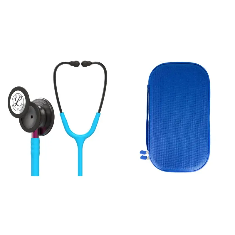 حزمة الطالب - سماعة طبية Littmann Classic III فيروزية مع لوح دخاني 5872 + حقيبة زرقاء لؤلؤية