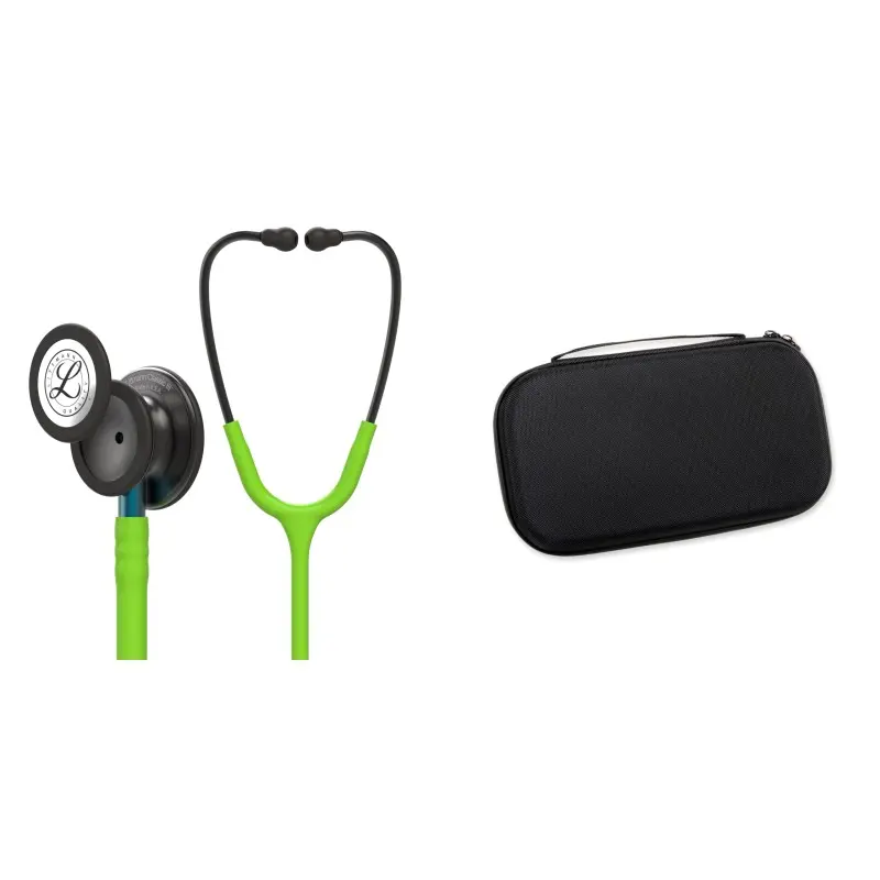 Pachet student - Stetoscop Littmann Classic III Verde lime cu capsula fumurie 5875 + Borseta negru perlat