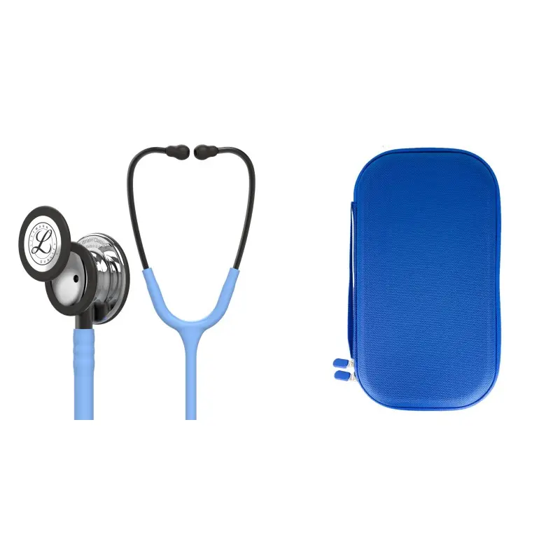 Pack étudiant - Stéthoscope Littmann Classic III Bleu Azur avec capsule miroir 5959 + Pochette bleu nacré