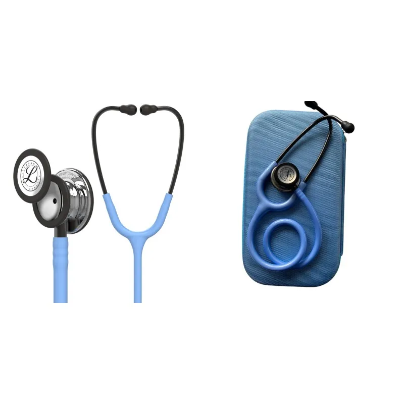 Studentenpaket - Stethoskop Littmann Classic III Azurblau mit Spiegelbrustplatte 5959 + Perlazurblaue Tasche