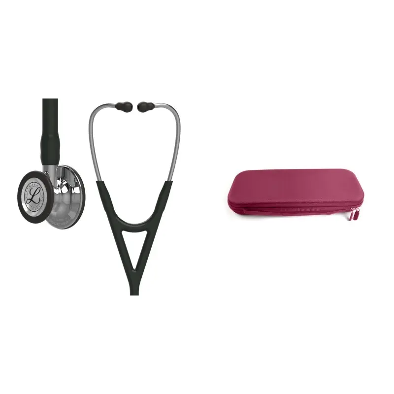 Pachet cardio - Stetoscop Littmann Cardiology IV Negru 6152 + Borseta stetoscop Cardio Plum