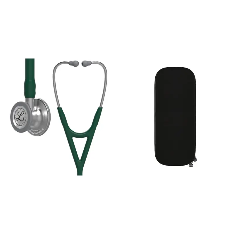Pachet cardio -  Stetoscop Littmann Cardiology IV Verde inchis 6155 +  Borseta stetoscop Cardio Neagra