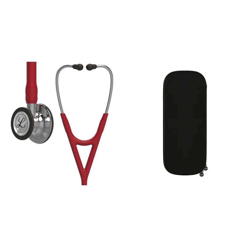 حزمة قلبية - سماعة طبية Littmann Cardiology IV أحمر بورغوندي، كبسولة مرآة 6170 + حقيبة سماعة طبية قلبية سوداء