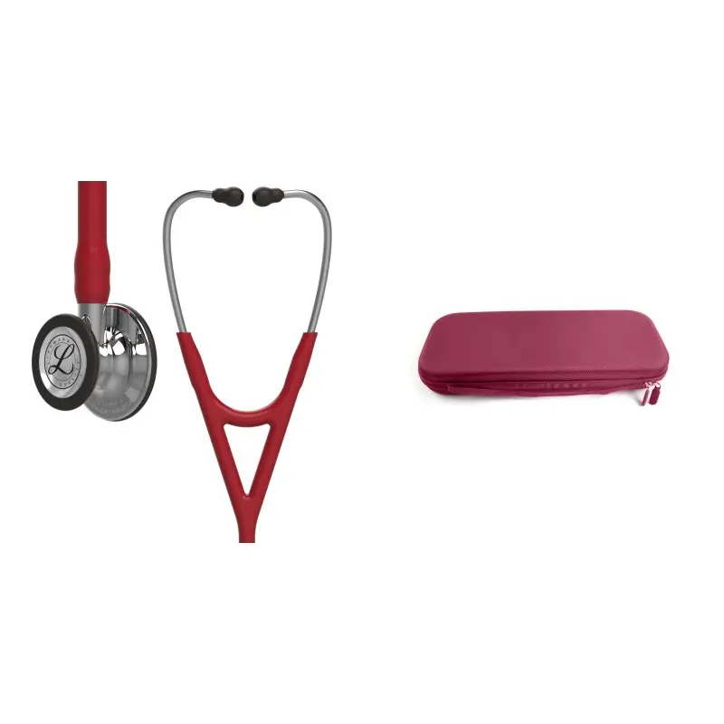 حزمة القلب - سماعة طبية Littmann Cardiology IV أحمر بورجوندي، كبسولة مرآة 6170 + حقيبة سماعة Cardio بنفسجية